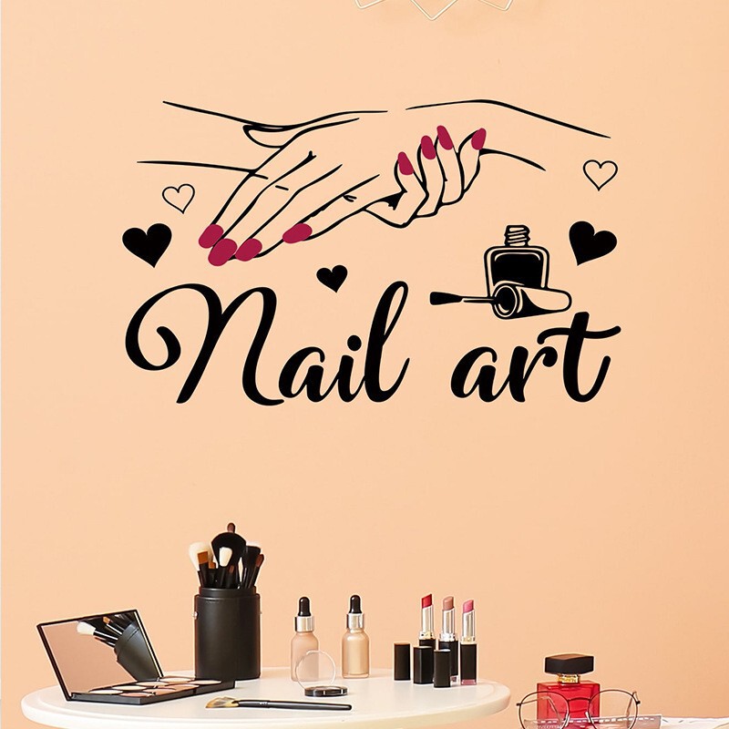 Foreign trade creative nail art stickers nail art studio dressing table home background decorative wall stickers self-adhesive wholesale