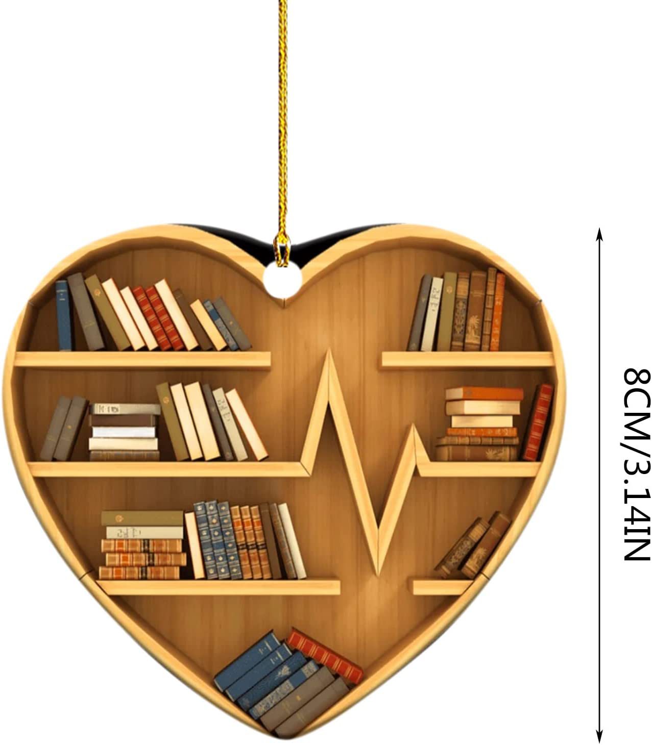 Nuevos productos transfronterizos en forma de corazón librería colgante de automóvil decoración de árbol de Navidad acrílico colgante 8cm