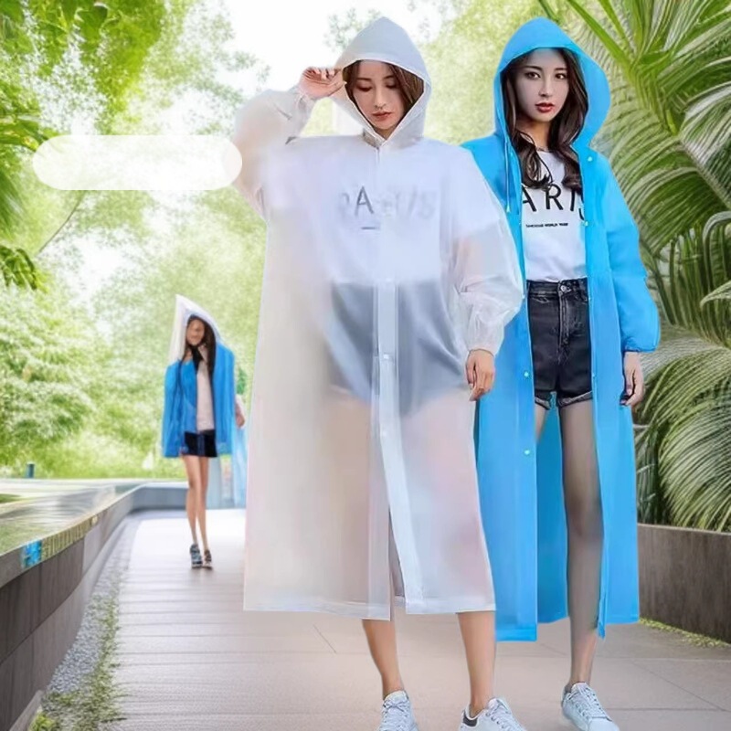 Disposable Raincoat Adult Thickeneded Open Button Portable Hiking Rafting Large Size Unisex Outdoor Transparent Poncho