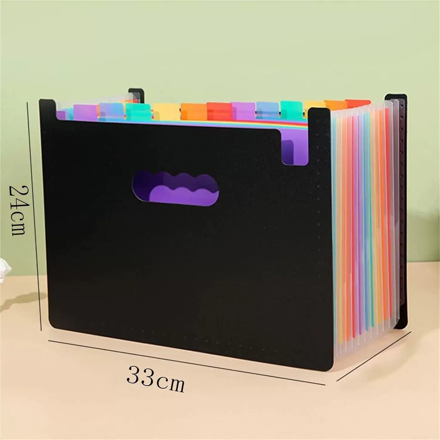 彩虹多格风琴包A4试卷资料收纳包多层自带索引属性桌面立式文件夹