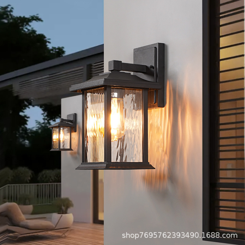 Villa Outdoor Wall Lamp New Chinese Style Gate Pillar Courtyard Exterior Wall Outdoor Balcony Eaves Retro Wall Hanging Lamp Waterproof