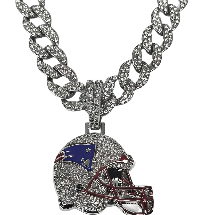 Europa y América Hip-Hop Nueva Inglaterra Patriots Casco de diamante completo Collar de hombre cadena cubana Elemento de equipo NFL