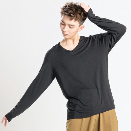 Dancer's Song Dance Clothing Men's Art Examination Clothing Modern Dance Practice Clothing Modal Bodysuit Long Sleeve Dance Top