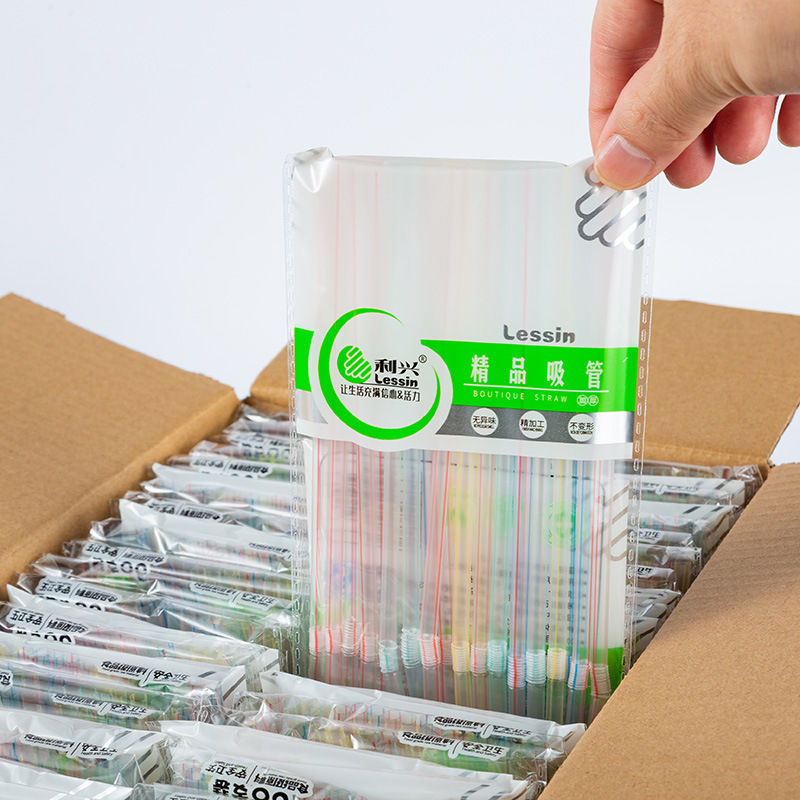 Lixing factory in stock wholesale disposable straw transparent beverage plastic straw household pp material beverage straw
