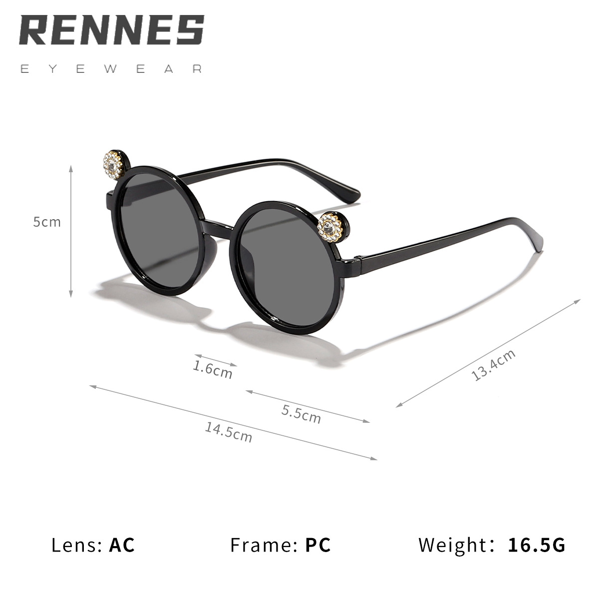 2024 niños transfronterizos nuevo color caramelo con montura redonda de diamantes gafas de sol de oso lindo bebé gafas de sol al aire libre