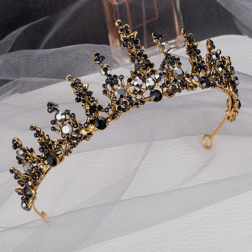 Bridal Crown Baroque New Retro Black Tiara Wedding Dress Wedding Hair Accessories Birthday Queen Crown Adult