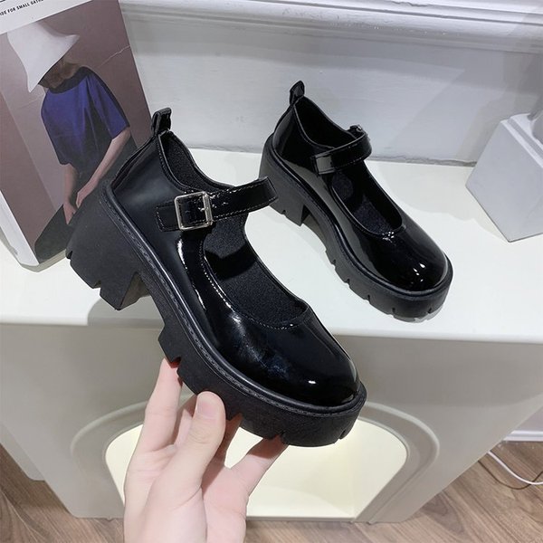 Mary Jane shoes platform English style heels