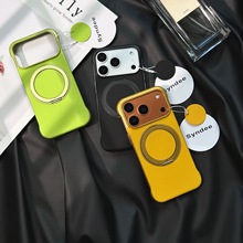 防污皮适合ip17pro手机壳支点支架保护套皮革手机套半框壳iphone