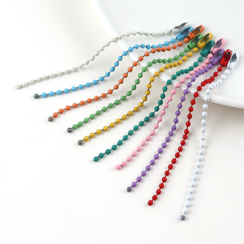 Colorful Painted Glass Bead Chain DIY Jewelry Accessories Metal Bead Chain Bag Keychain Tag Chain Manufacturer in Stock