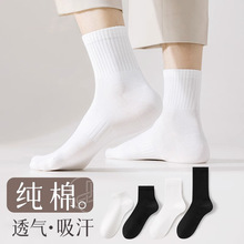 袜子男中筒袜春秋季吸汗透气纯棉篮球白色运动袜情侣长筒女士长袜