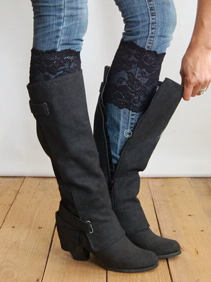 in stock Pattern Lace Socks European and American Elastic Lace Lace Leg Cover 15cm Width Foot Cover Boot Cover