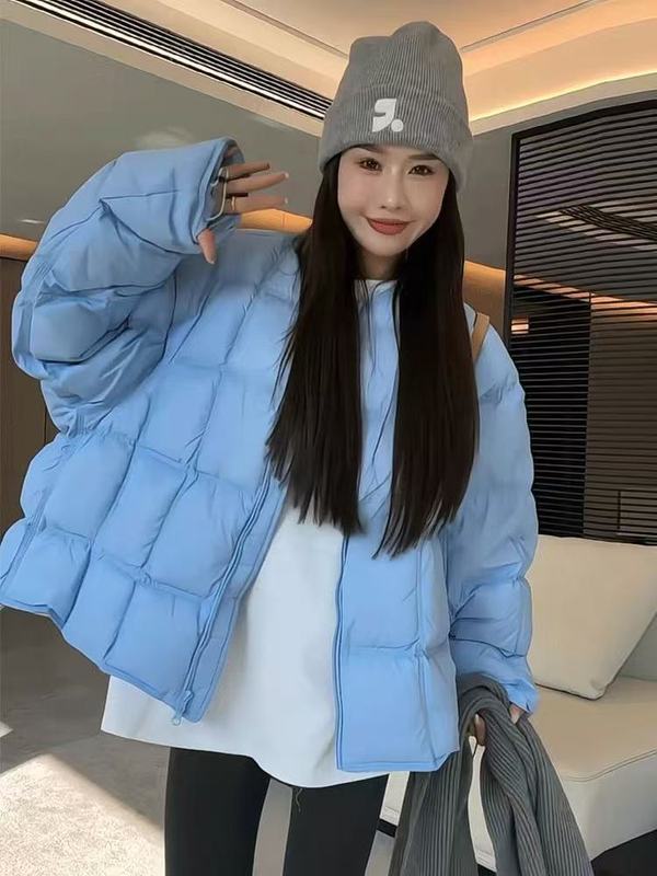 今年流行泡芙轻柔连帽面包服2025冬季新款90白鸭绒短款羽绒服外套|undefined