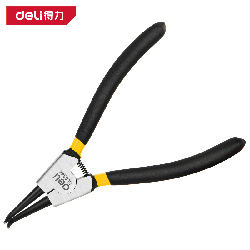 得力工具 DL0344日式外弯卡簧钳 40Cr钢沾塑柄穴用挡圈钳孔用卡环