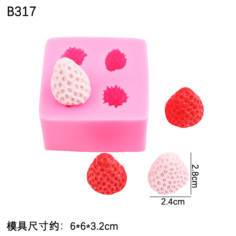 Molde de silicona de fresa tridimensional Molde de yeso