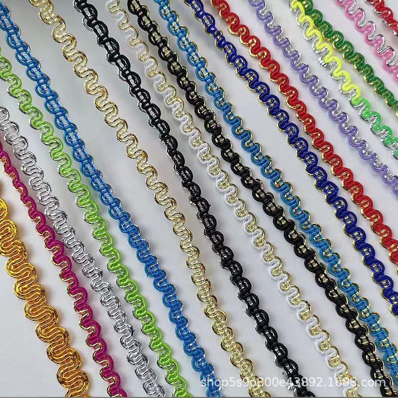 25 m 0,5 CM pequeña curva de dos colores de oro y plata de la cinta de encaje de seda núcleo de alambre DIY collar artesanía accesorios de ropa
