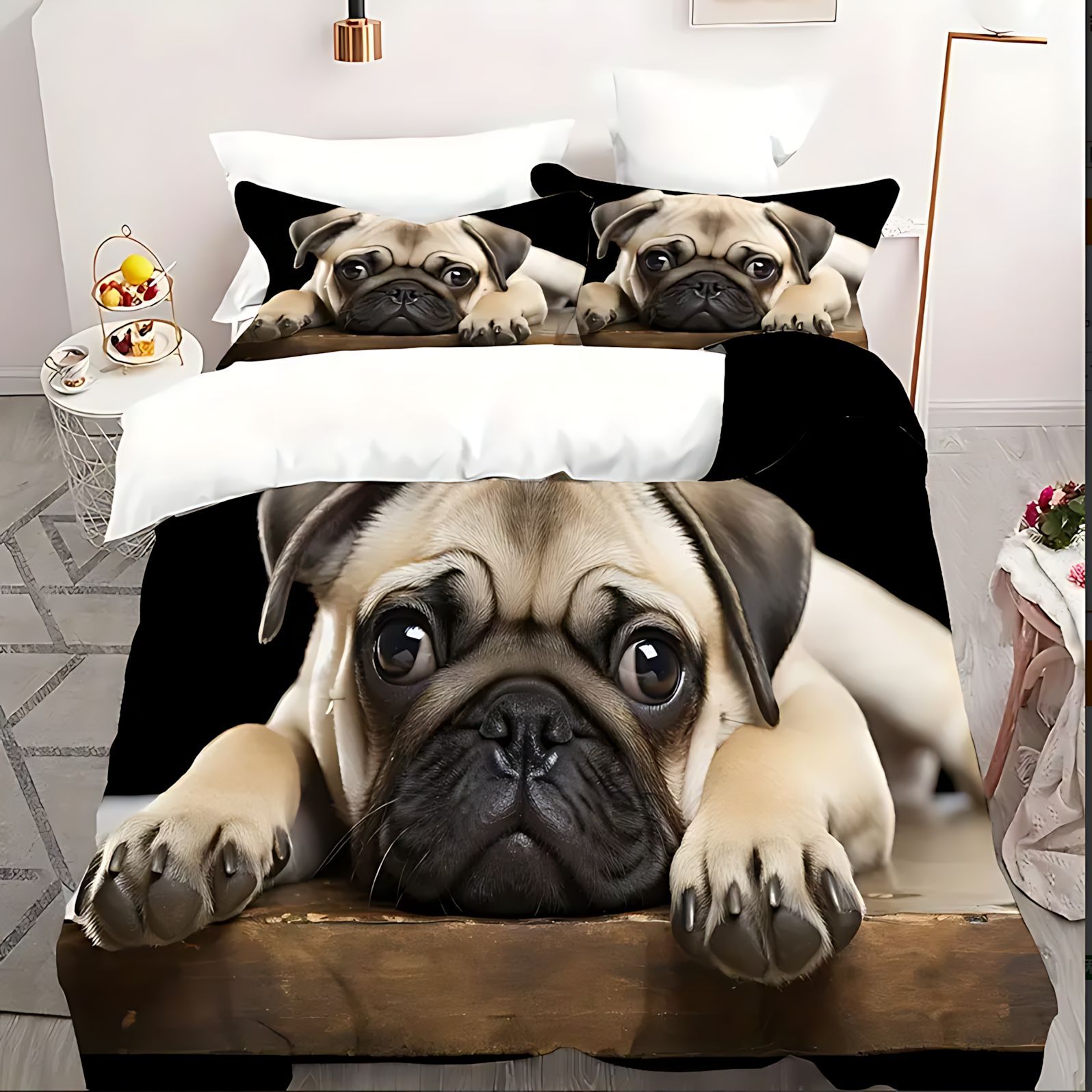 TEMU / JIT Amazon Cross-Border Cute Dog Pattern HD Digital Edredon Kit de ropa de cama