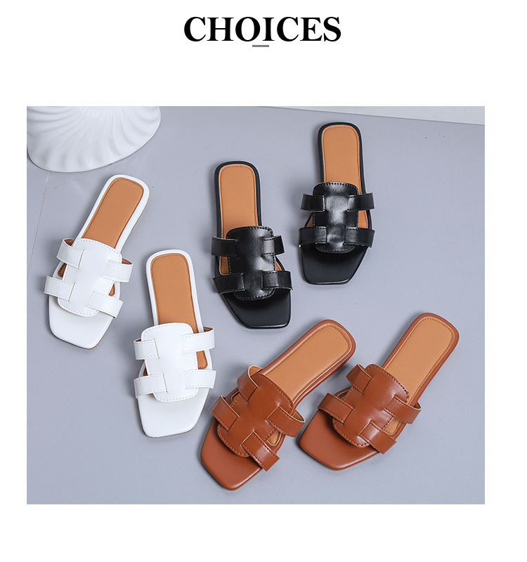 Sommer Neue Hausschuhe Frauen S Oberbekleidung Stilvolle Flache Urlaub Strand Schuhe Eine Linie Sandalen Außenhandel Große Größe_voghion.com