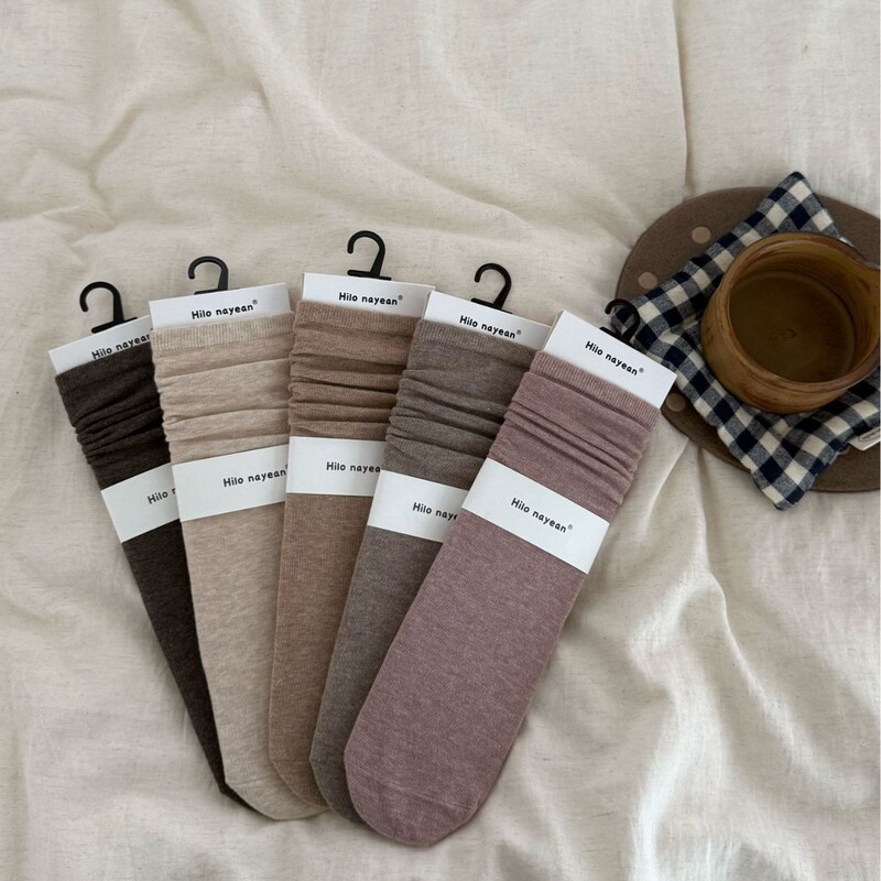 Nayean Nanye Socks 26 Autumn/Winter New Solid Color Slouch Socks Korean Style Versatile Cotton Women's Mid-Calf Socks Nayean Nanye Socks 26 Autumn/Winter New Solid Color Slouch Socks Korean Style Versatile Cotton Women's Mid-Calf Socks