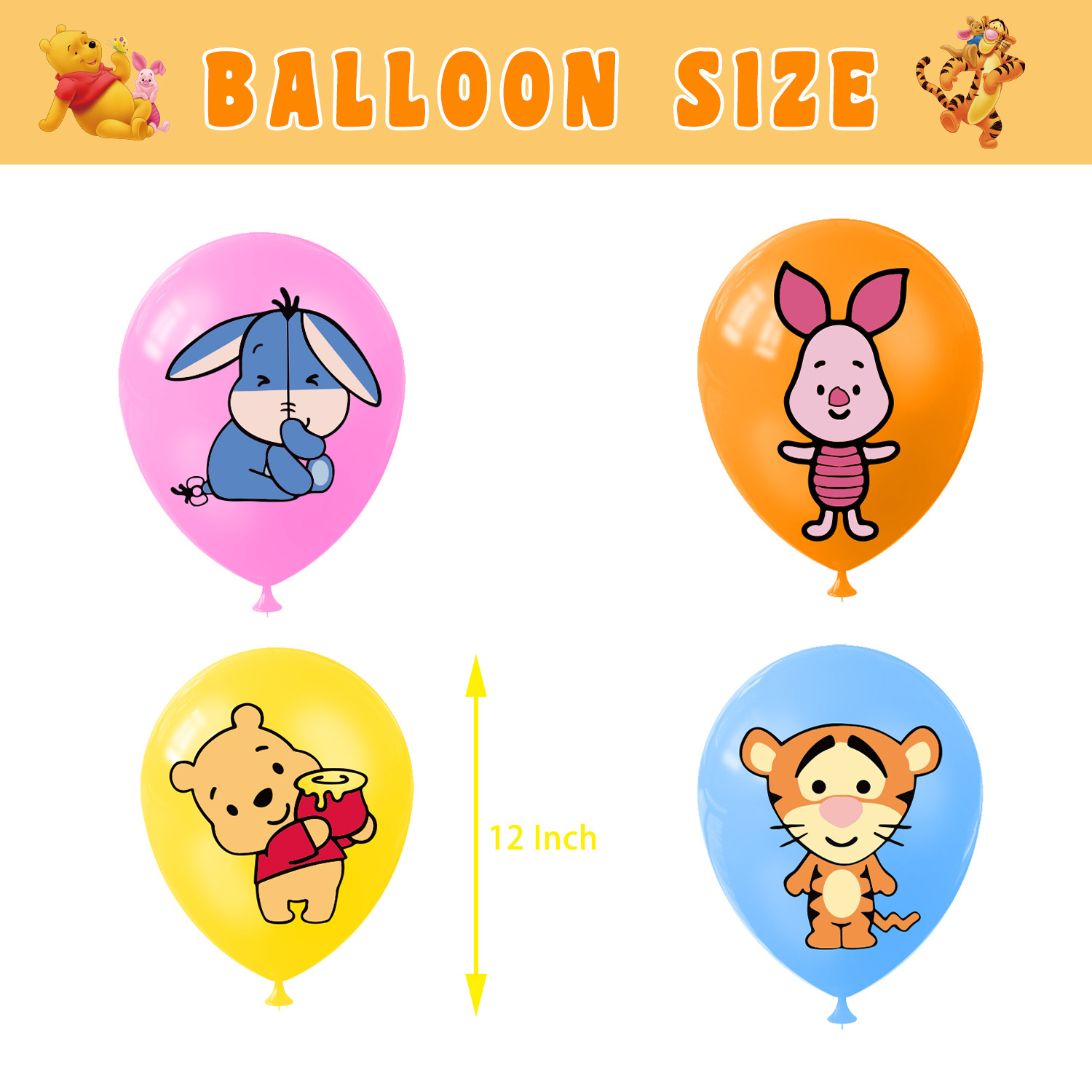 Bear in the Big Blue House Winnie the Pooh Animation Theme 12-inch Latex Balloon Set for Children's Birthday Party Decorations