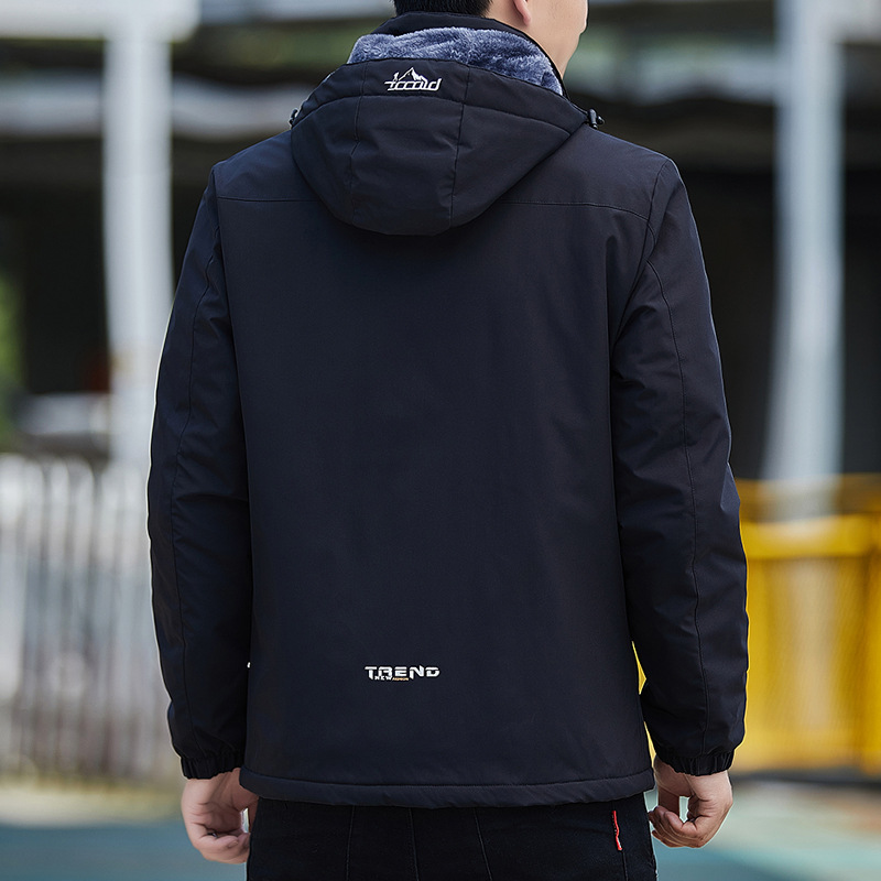 커플 야외 방풍 새로운 도착 기모 남성을위한 두꺼운 재킷 이동식 모자를 가진 유행 패션 재킷