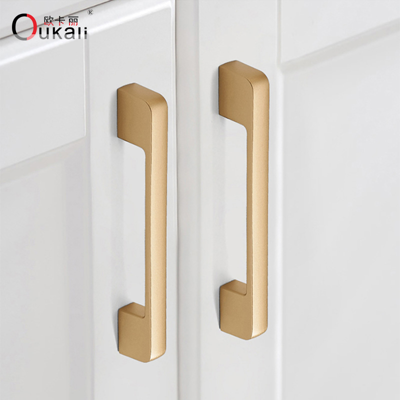 現代簡約北歐加長廚房衣櫃櫃門金色拉手 柜子抽屜櫥櫃單把手