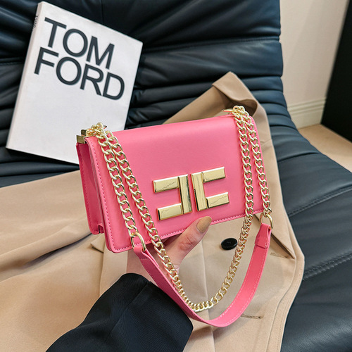 Chain Link Small Handbag 2024 New Women's Bag European and American Fashion Cross-border Women's Single Shoulder Bag Women's Bag