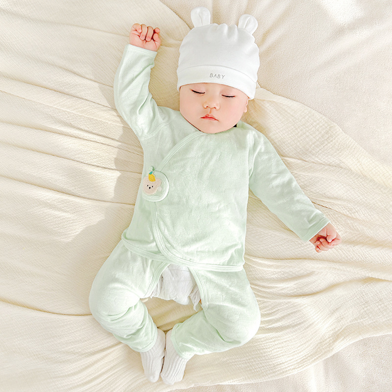 Ropa de bebés recién nacidos primavera y otoño 0 algodón puro marzo delgado fondo primer año conjunto de separación de bebés abrigo de otoño pantalones de otoño
