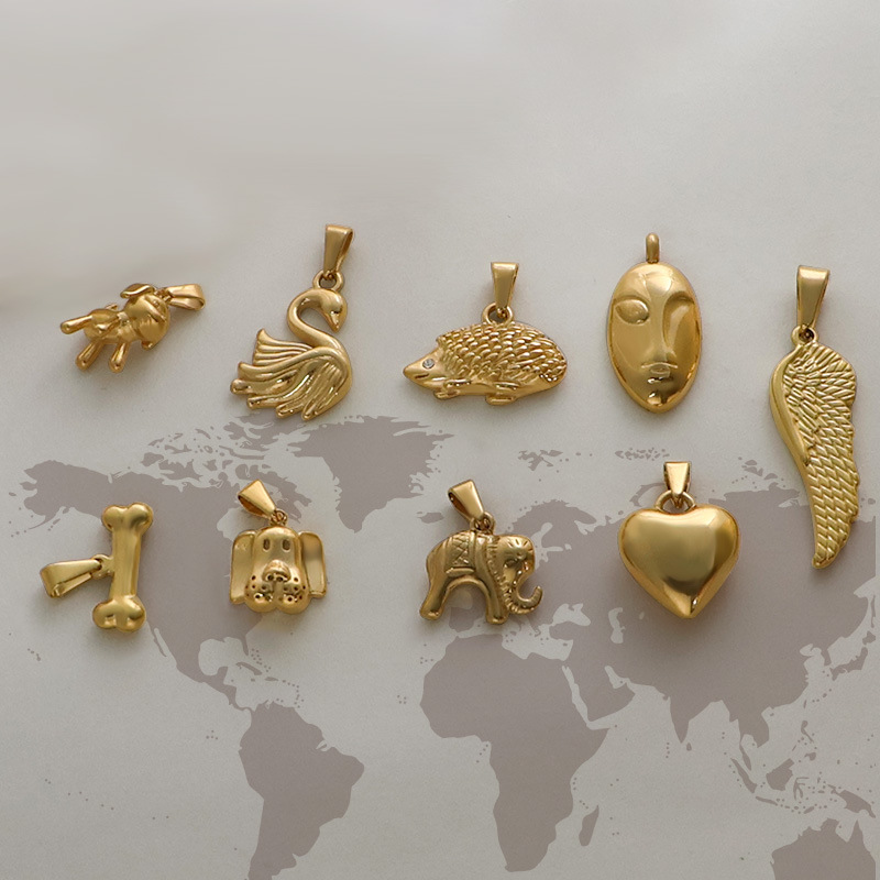 10g Weight Pendant Jewelry Making Type Real Gold Plated Plating Material 1 Piece Quantity Holiday, Daily Occasion 304 Stainless Steel Material Geometric Pattern Unisex Gender Retro Style Waterproof Non Tarnish, Plating Craft 1 Piece 304 Stainless Steel Real Gold Plated Geometric Pendant 2