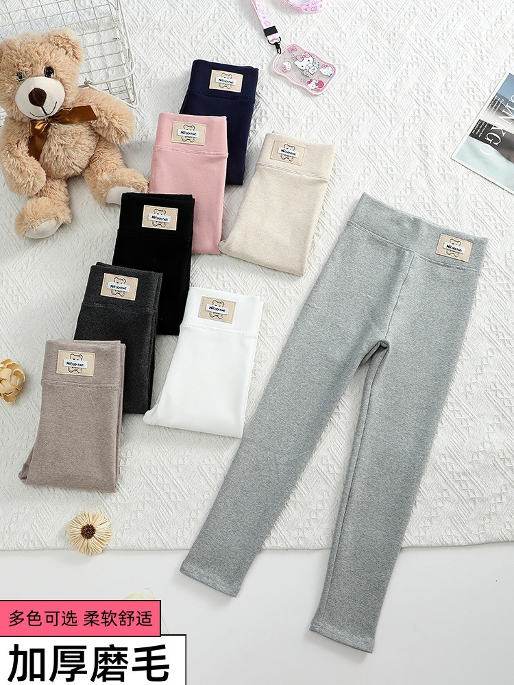 Niña primavera y otoño leggings niños primavera pantalones de algodón abrasivos niñas de cintura alta pantalones de estilo extranjero bebé