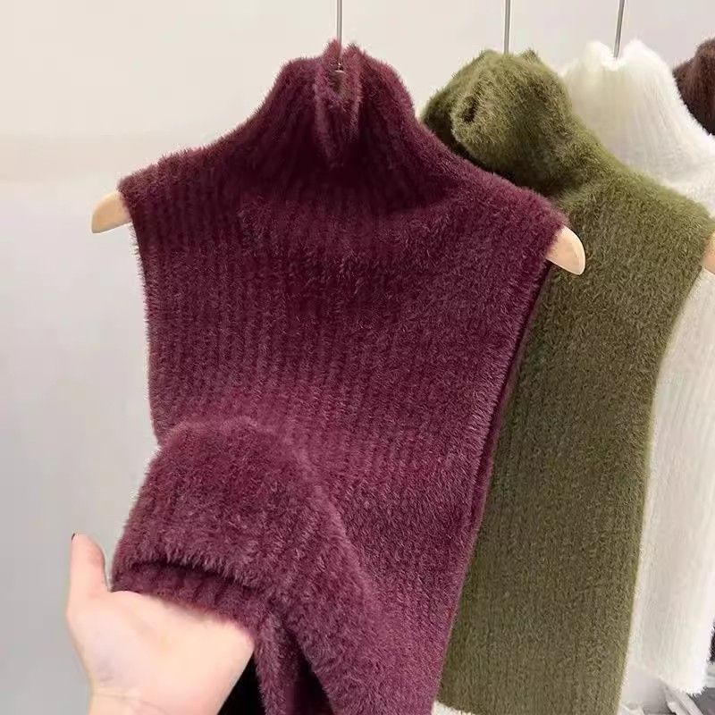 2025 New Summer Bottoming Shirt Mink Velvet Sweater-Like Turtleneck Knitwear Women's Inner Vest Layered 2025 New Summer Bottoming Shirt Mink Velvet Sweater-Like Turtleneck Knitwear Women's Inner Vest Layered
