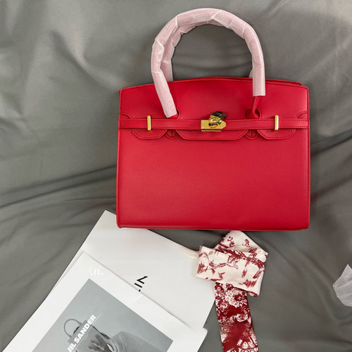 Handbag Kelly 2024 New Model Large Capacity Single Shoulder Crossbody Bag Silk Scarf Platinum Wedding Bag European and American Fashion Live Streaming