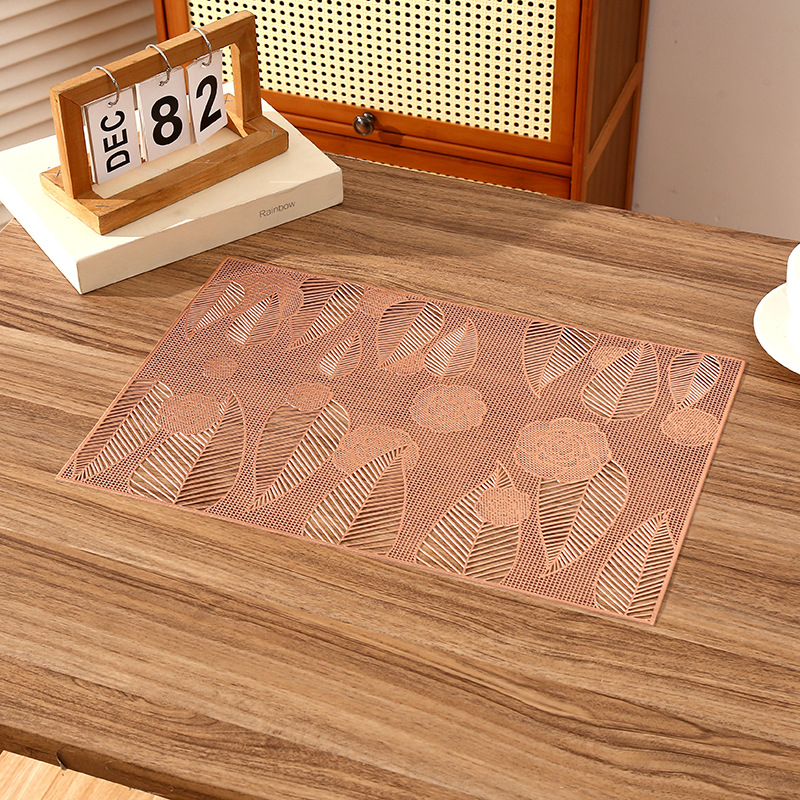 Alfombra de PVC rectangular europea diseño de impresión de aislamiento térmico de café hueco de lujo almohadilla de aislamiento térmico almohadilla impermeable