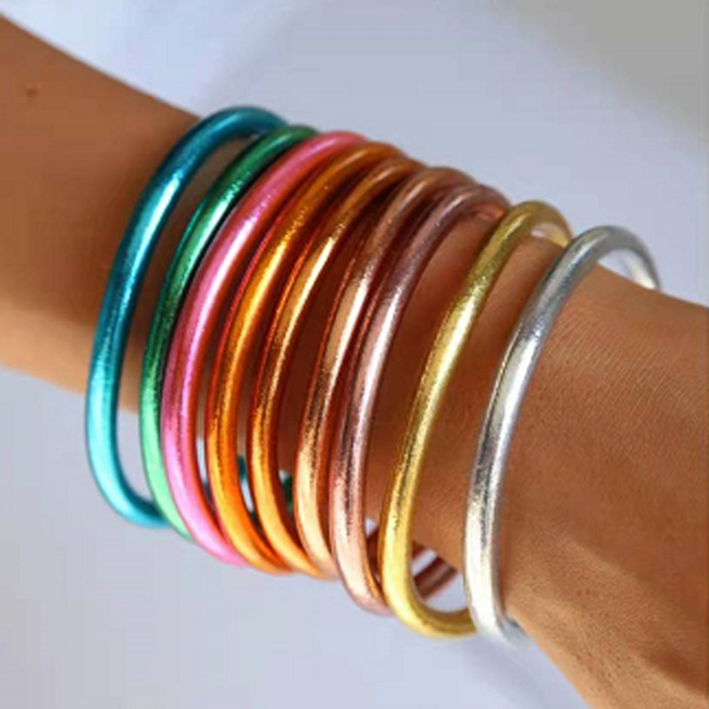 Lady Solid Color Silica Gel Bangle 1 Piece