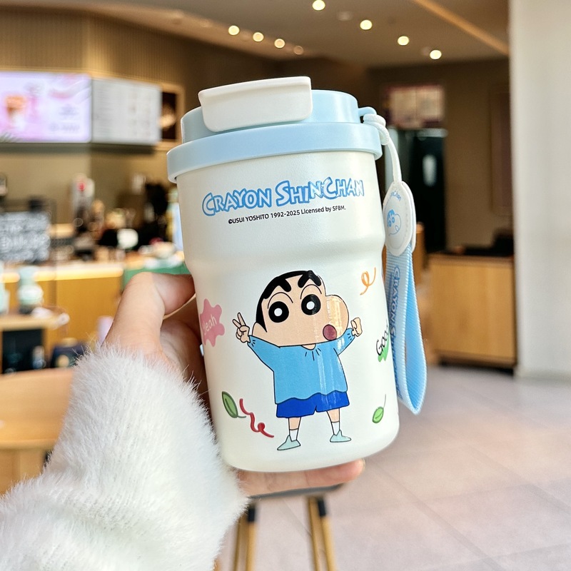 蜡笔小新保温杯水杯女生高颜值吸管杯子316不锈钢便携双饮咖啡杯|undefined