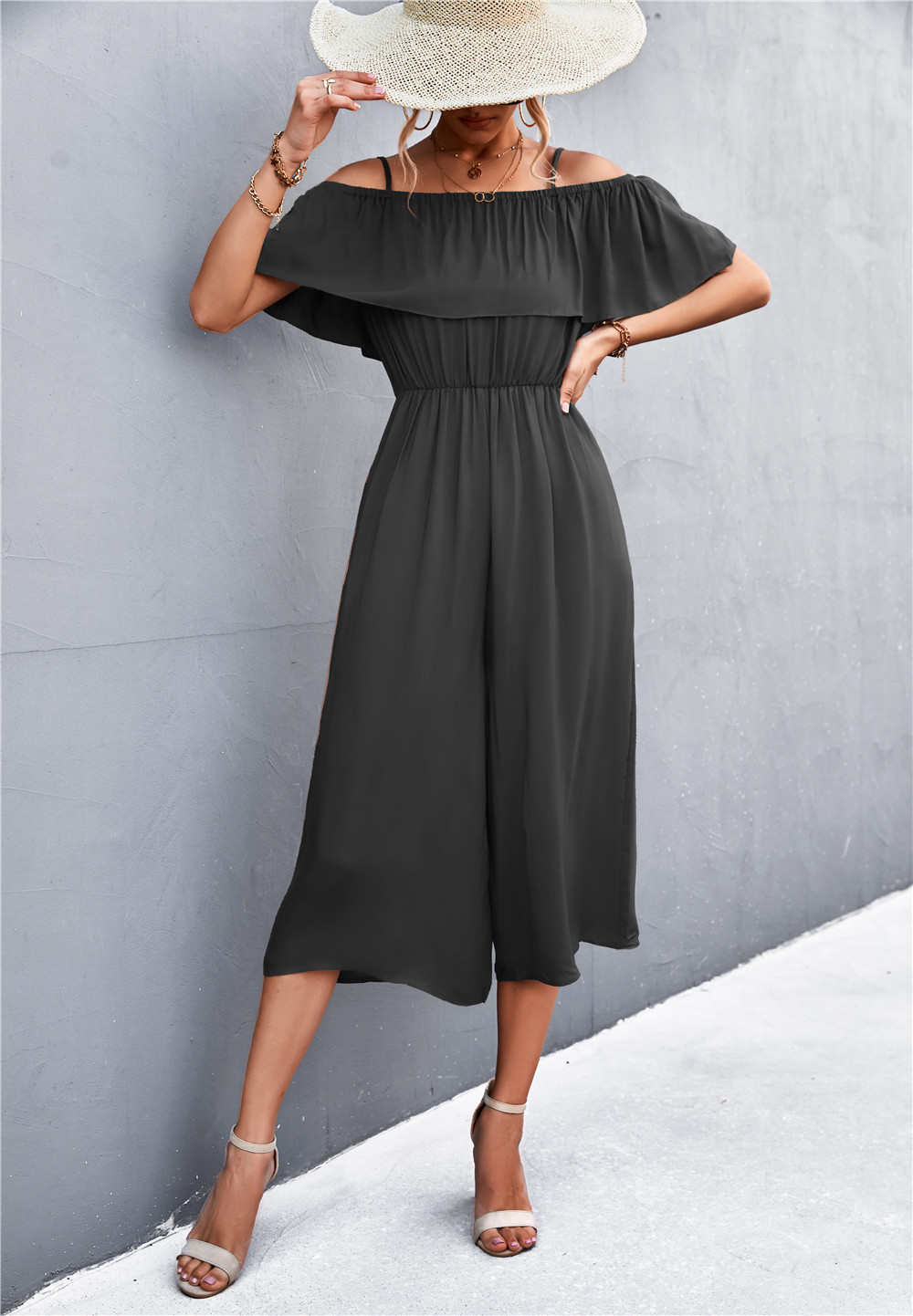 Women's One Shoulder Jumpsuit Loose Casual Summer Strap Romper_voghion.com