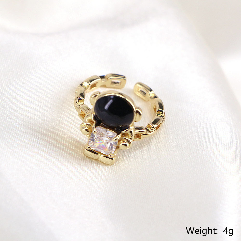 Fashion Astronaut Copper Open Ring Plating Zircon Copper Rings