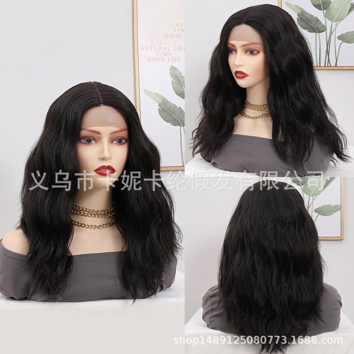 NEWLOOK nuevo cruzado europeo y americano corto mar de cabello de cabello humano de encaje real.