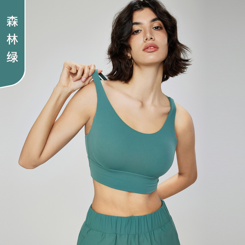 環望服装フィットネスベストアウトドアスポーツ下着女性防震防垂大胸帯胸パッドヨガ服ブラジャー|undefined