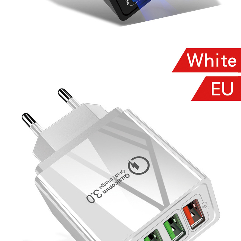 QC3.0 4USB fast mobile phone charger 4.1A multi port American European British standard travel adapter charging head_voghion.com