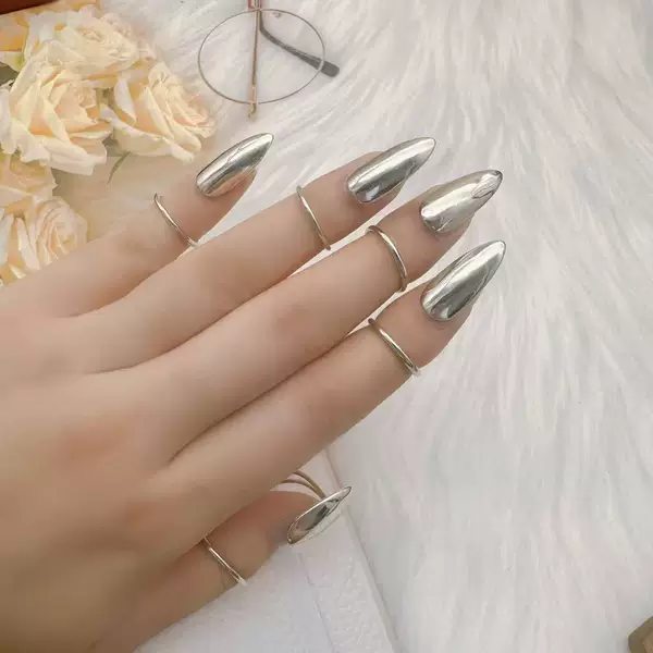 Yiming European and American ins-style metal line ring, minimalist irregular mirror finish open water drop niche temperament women's ring