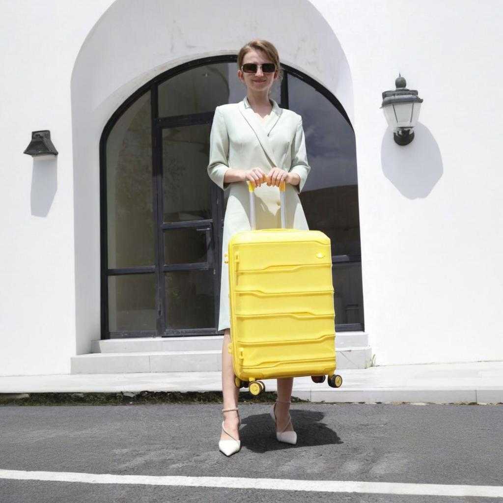 Vali nữ siêu nhẹ bánh xe đa năng chống mài mòn size cabin 20 inch — màu đen