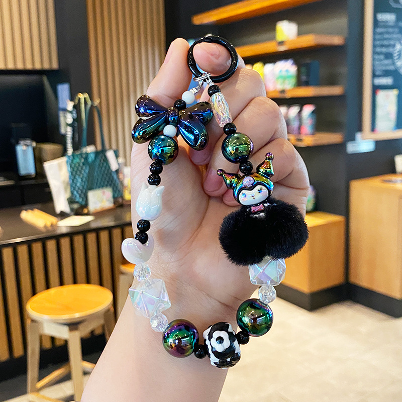 Cuentas Kulomi cadena de teléfono móvil llavero lindo bolso de niña colgante de bolso de corazón muñeca de dibujos animados colgante de llave de coche