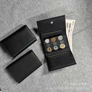 Japanese and Korean Men and Women's Cross Pattern Wallet 30% Fold Multi-function Wallet Coin Holder 2-in -1 Coin Wallet Leather Case
