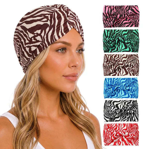 Retro Zebra Pattern Twist Wide-Brimmed Headband, High-Elastic Sweat-Absorbing Sports Hairband, European and American Style Face Wash and Makeup Headband