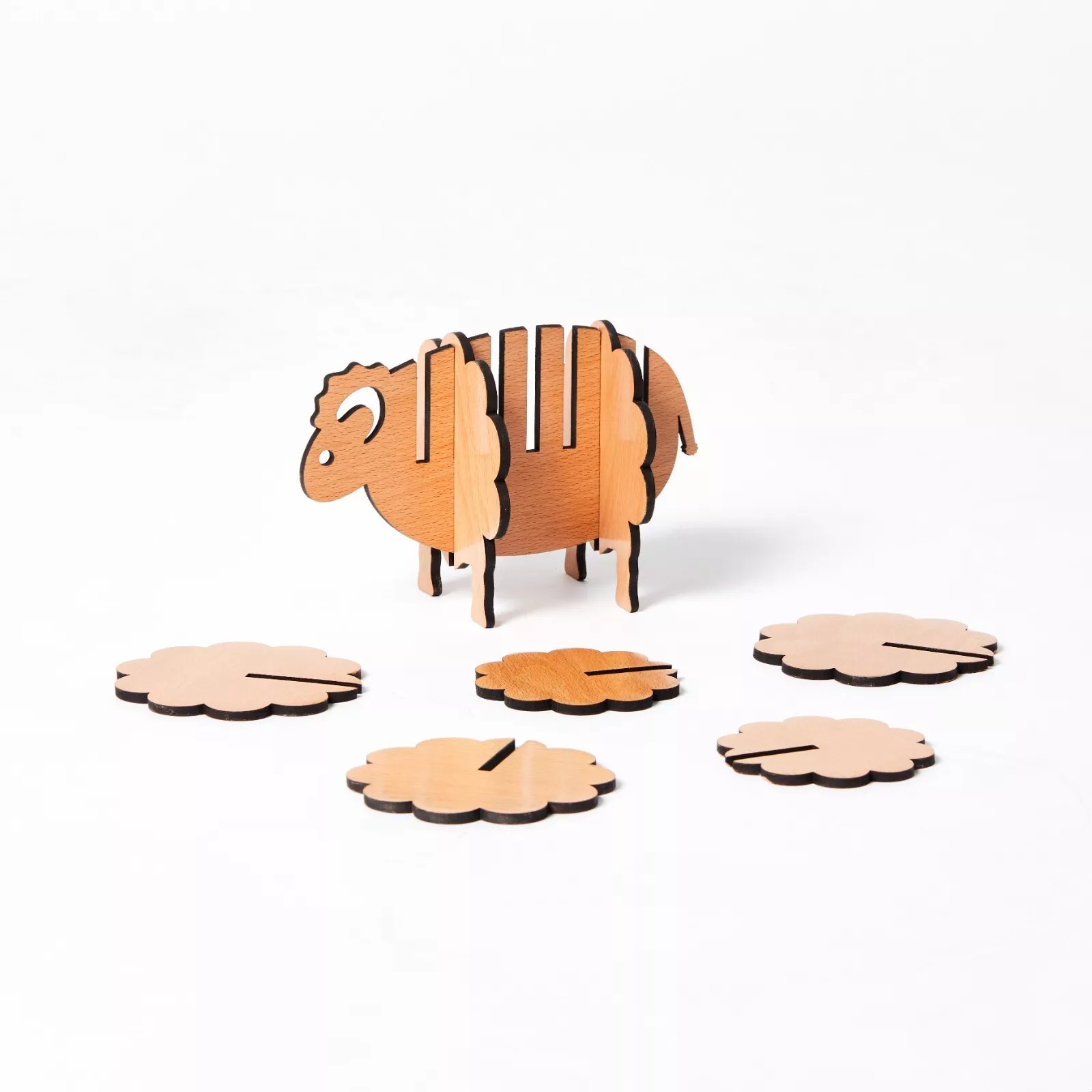 182g Weight Ornaments, coaster Home Textiles & Decor Type 1 Piece Quantity Daily Occasion Wood Material Sheep Pattern Cute Style Cute Sheep Wood Ornaments Coaster Artificial Decorations 3