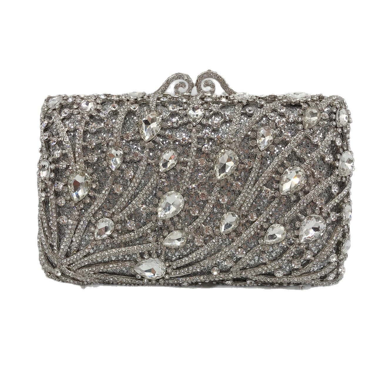 Bolsas de maquillaje de cadena cuadrada horizontal bolsas de mano de diamantes de hierbas marinas europeas y estadounidenses bolsas de banquete de diamantes bolsas de banquete de mujeres blancas