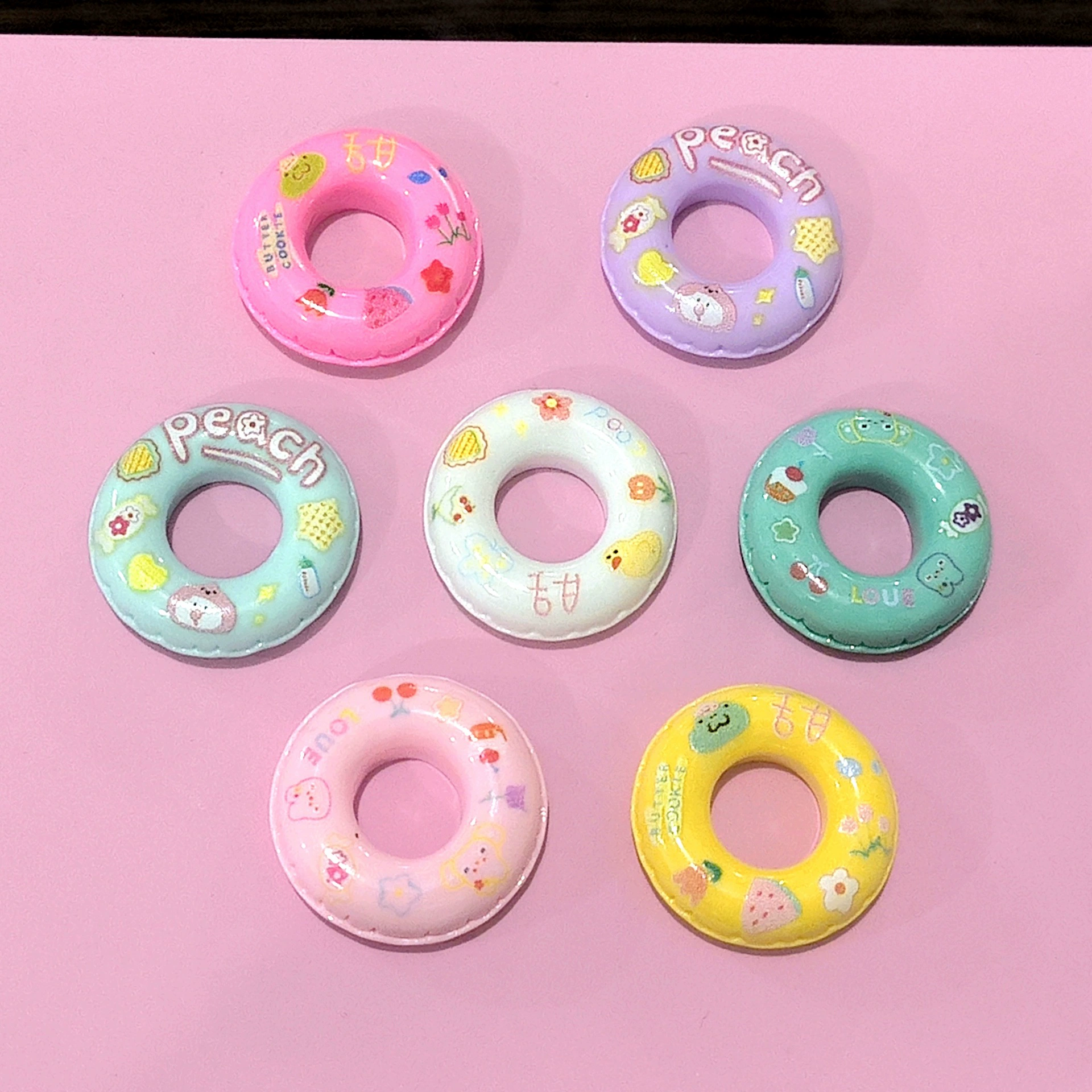 Realistic cream swimming ring, shoes, footwear buckle, accessory, material with accessories, handmade