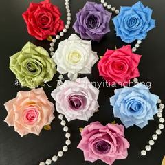 10cm复古玫瑰花头仿真花簪花头饰diy材料鞋扣配件520花艺婚礼布置
