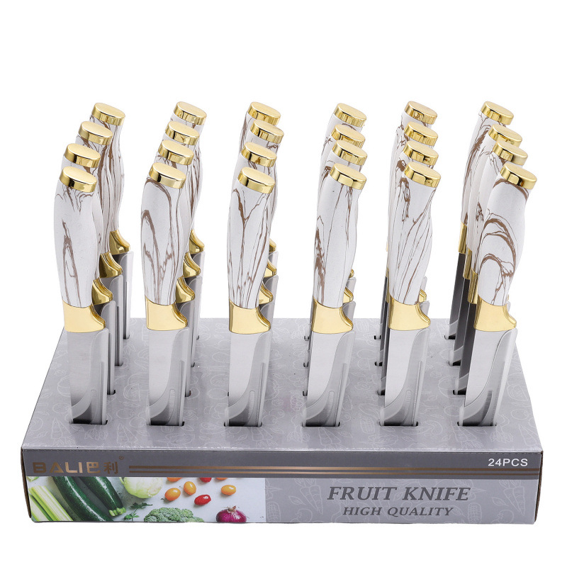 Venta caliente al por mayor juego de cocina cuchillo de caja de exhibición de acero inoxidable cuchillo de cocina con tapa de galvanoplastia doble juego de cuchillo de chef caja de regalo