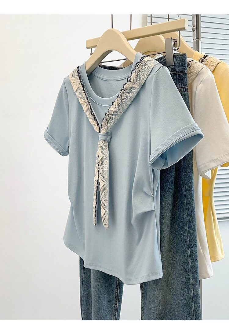 Áo thun nữ tay ngắn cổ tròn size lớn form rộng — màu đen chi tiết 16